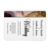 Uitnodiging tot weduwschap met crème, goud en roze magneet (Horizontaal)