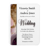 Uitnodiging tot weduwschap met crème, goud en roze magneet (Verticaal)