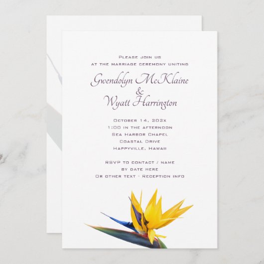 Uitnodiging tot weduwschap met de paradijzen (Voorkant / Achterkant)