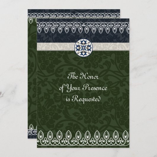 Uitnodiging tot weduwschap met driekleurenbrocade (Voorkant / Achterkant)