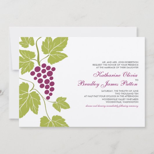 Uitnodiging tot weduwschap met druiven (Voorkant)