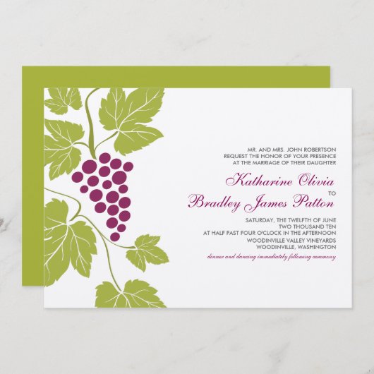 Uitnodiging tot weduwschap met druiven (Voorkant / Achterkant)