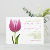 Uitnodiging tot weduwschap met een elegante roze t (Staand voorkant)