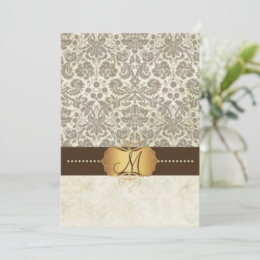 uitnodiging tot weduwschap met een ozonmonogram (Staand voorkant)