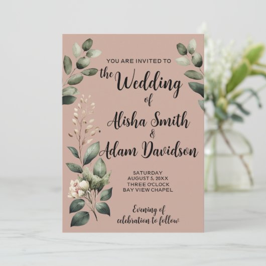 Uitnodiging tot weduwschap met een taupe (Staand voorkant)