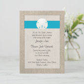 Uitnodiging tot weduwschap met een zanddollar - Ma (Staand voorkant)