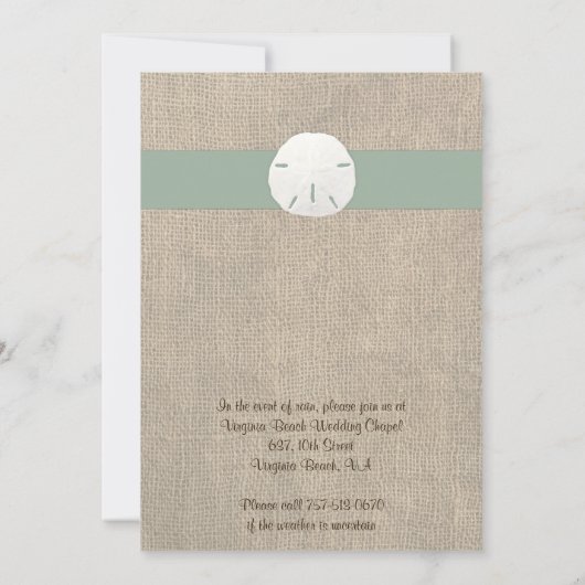 Uitnodiging tot weduwschap met een zanddollar - Pe (Achterkant)