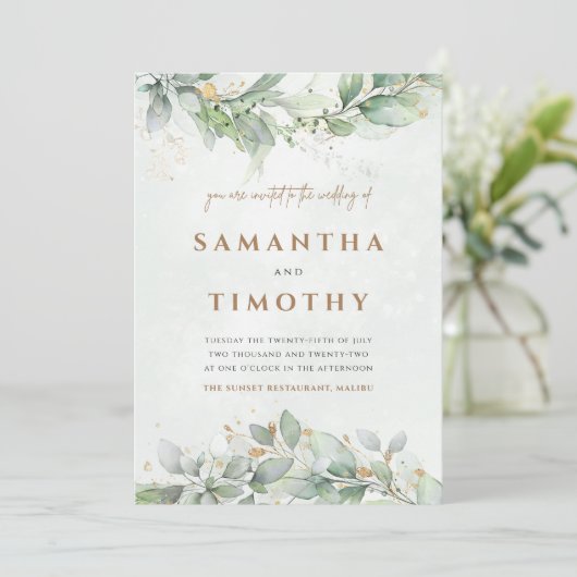 Uitnodiging tot weduwschap met Eucalyptus (Staand voorkant)