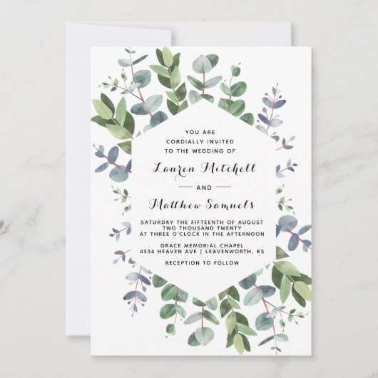 Uitnodiging tot weduwschap met Eucalyptus (Voorkant)