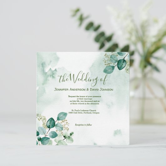 Uitnodiging tot weduwschap met Eucalyptus (Staand voorkant)