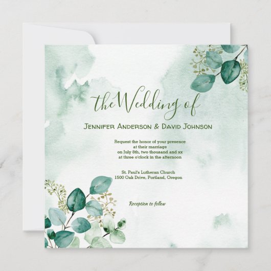 Uitnodiging tot weduwschap met Eucalyptus (Voorkant)