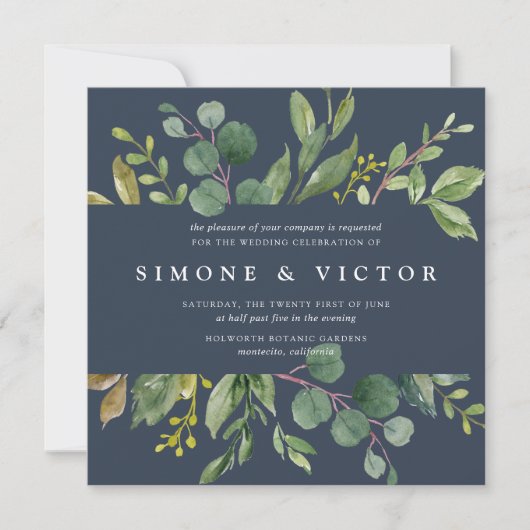 Uitnodiging tot weduwschap met Eucalyptus Grove | (Voorkant)