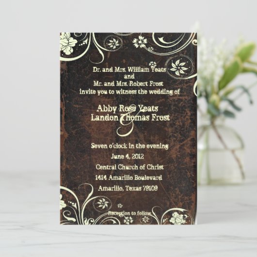 Uitnodiging tot weduwschap met geboffeld leder (Staand voorkant)