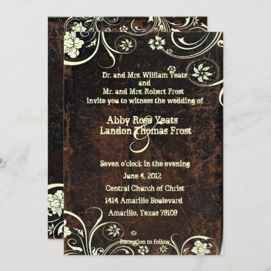 Uitnodiging tot weduwschap met geboffeld leder (Voorkant / Achterkant)