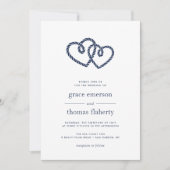 Uitnodiging tot weduwschap met geknoteerde harten (Voorkant)