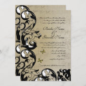 Uitnodiging tot weduwschap met gele vlinder (Voorkant / Achterkant)