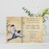  uitnodiging tot weduwschap met Japanse lovevogels (Staand voorkant)