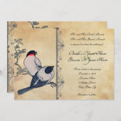  uitnodiging tot weduwschap met Japanse lovevogels (Voorkant / Achterkant)