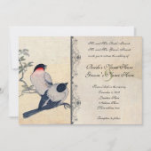 uitnodiging tot weduwschap met Japanse lovevogels (Voorkant)