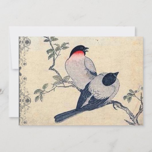 uitnodiging tot weduwschap met Japanse lovevogels (Achterkant)