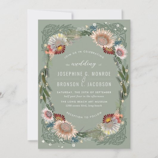 Uitnodiging tot weduwschap met ketting Flowers (Voorkant)