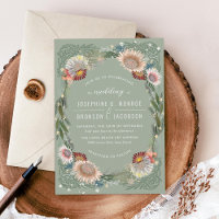 Uitnodiging tot weduwschap met ketting Flowers