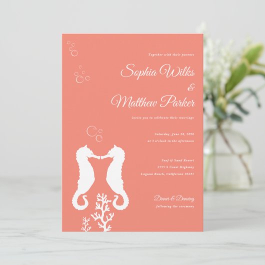 Uitnodiging tot weduwschap met koraalrif (Staand voorkant)