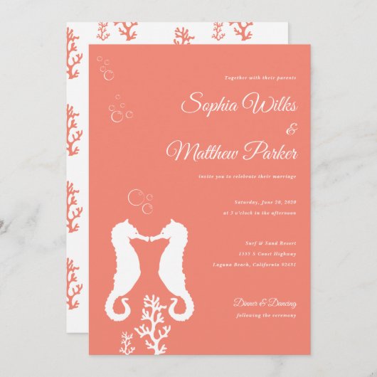 Uitnodiging tot weduwschap met koraalrif (Voorkant / Achterkant)