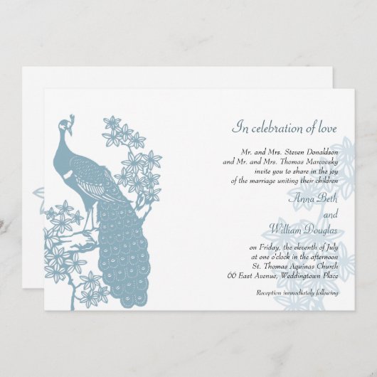 Uitnodiging tot weduwschap met Peacock (Voorkant / Achterkant)