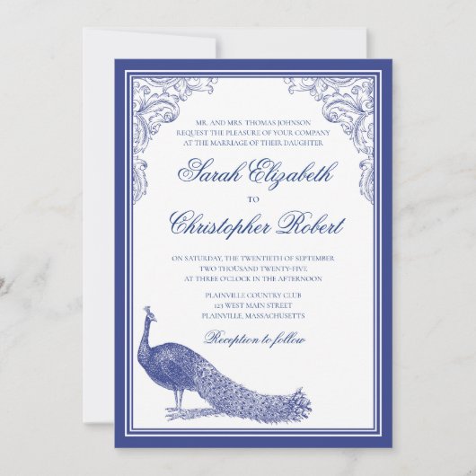 Uitnodiging tot weduwschap met Peacock (Voorkant)