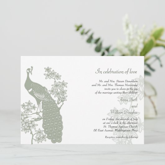 Uitnodiging tot weduwschap met Peacock (Staand voorkant)
