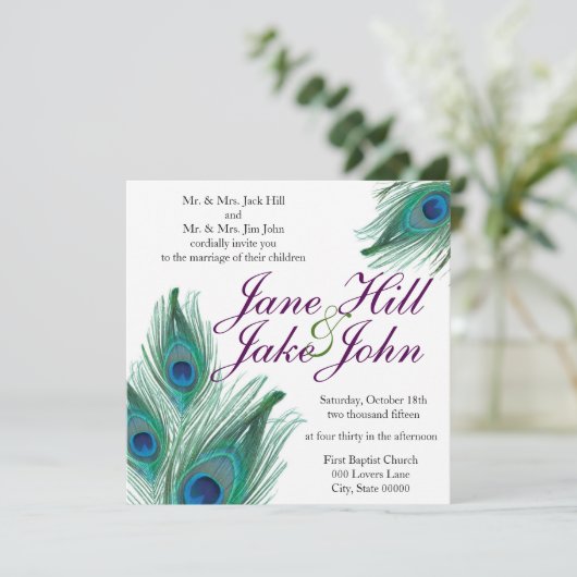 Uitnodiging tot weduwschap met Peacock (Staand voorkant)