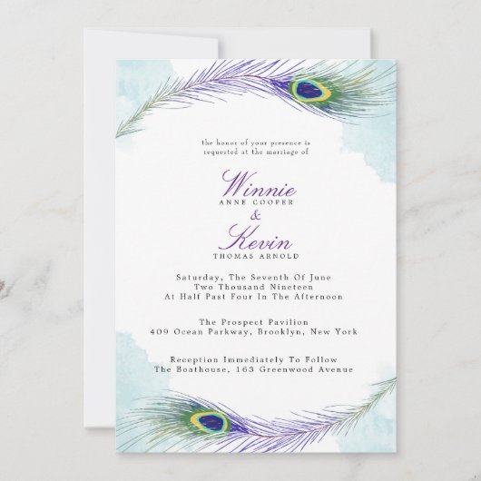 Uitnodiging tot weduwschap met Peacock (Voorkant)