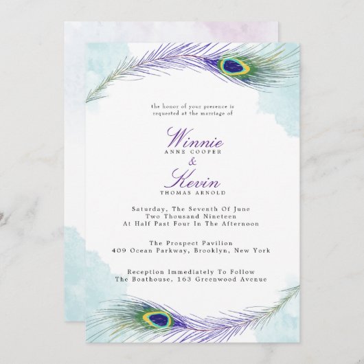 Uitnodiging tot weduwschap met Peacock (Voorkant / Achterkant)