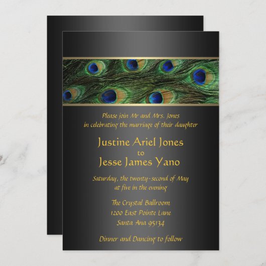 Uitnodiging tot weduwschap met Peacock (Voorkant / Achterkant)