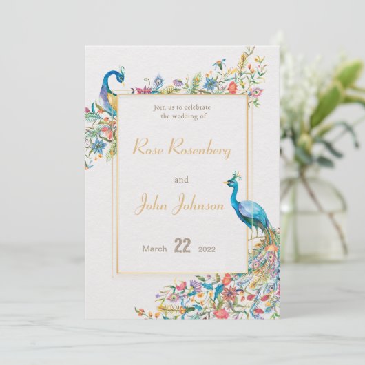 Uitnodiging tot weduwschap met Peacock (Staand voorkant)