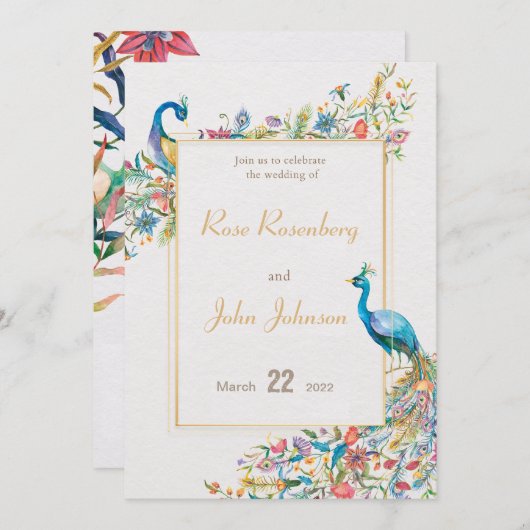 Uitnodiging tot weduwschap met Peacock (Voorkant / Achterkant)