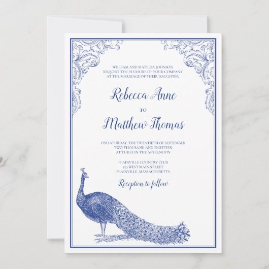 Uitnodiging tot weduwschap met Peacock (Voorkant)