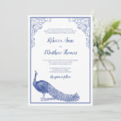 Uitnodiging tot weduwschap met Peacock (Staand voorkant)