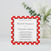 Uitnodiging tot weduwschap met rode en witte poka (Staand voorkant)