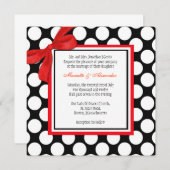 Uitnodiging tot weduwschap met rode en zwarte poka (Voorkant / Achterkant)