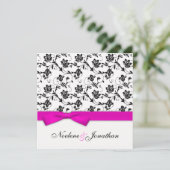 Uitnodiging tot weduwschap met roze bus (Staand voorkant)