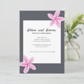 Uitnodiging tot weduwschap met roze en grijze Flor (Staand voorkant)