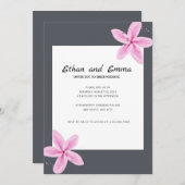 Uitnodiging tot weduwschap met roze en grijze Flor (Voorkant / Achterkant)