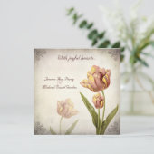 Uitnodiging tot weduwschap met roze parrot (Staand voorkant)