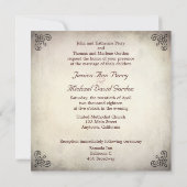 Uitnodiging tot weduwschap met roze parrot (Achterkant)