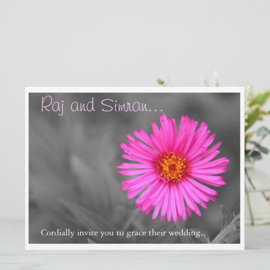  uitnodiging tot weduwschap met roze riemen (Staand voorkant)