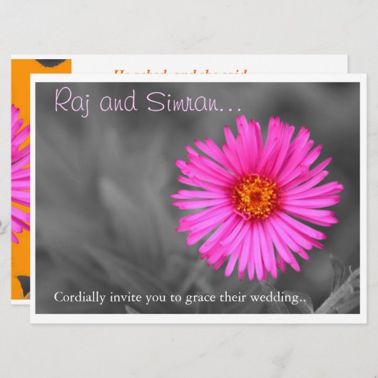 uitnodiging tot weduwschap met roze riemen (Voorkant / Achterkant)