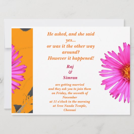 uitnodiging tot weduwschap met roze riemen (Achterkant)