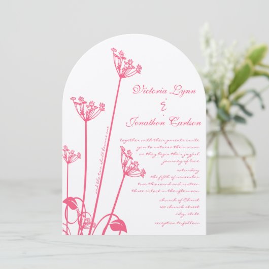 Uitnodiging tot weduwschap met roze wild zwijn (Staand voorkant)